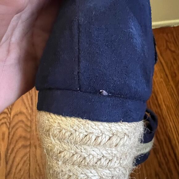 Royal Blue Wedge Espadrille Sandals Size 7 Strappy Open Toe 3in Heel Bohochic - Picture 9 of 16